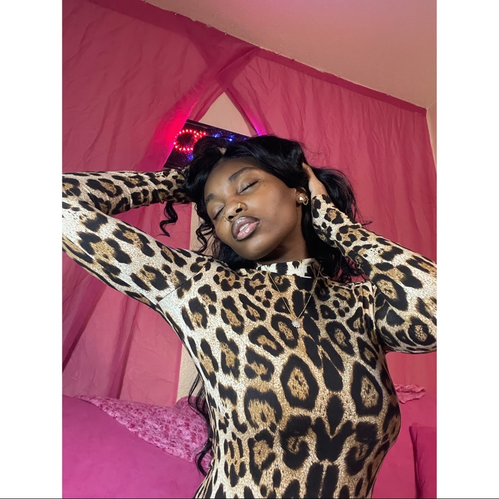 Leopard print bodycon body suit